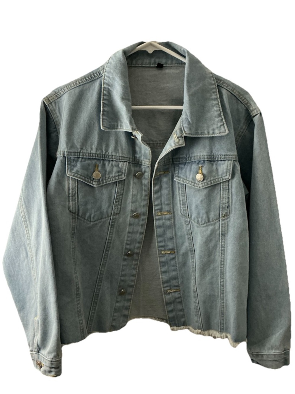 Classic Light Blue Denim Jacket - Frayed Hem